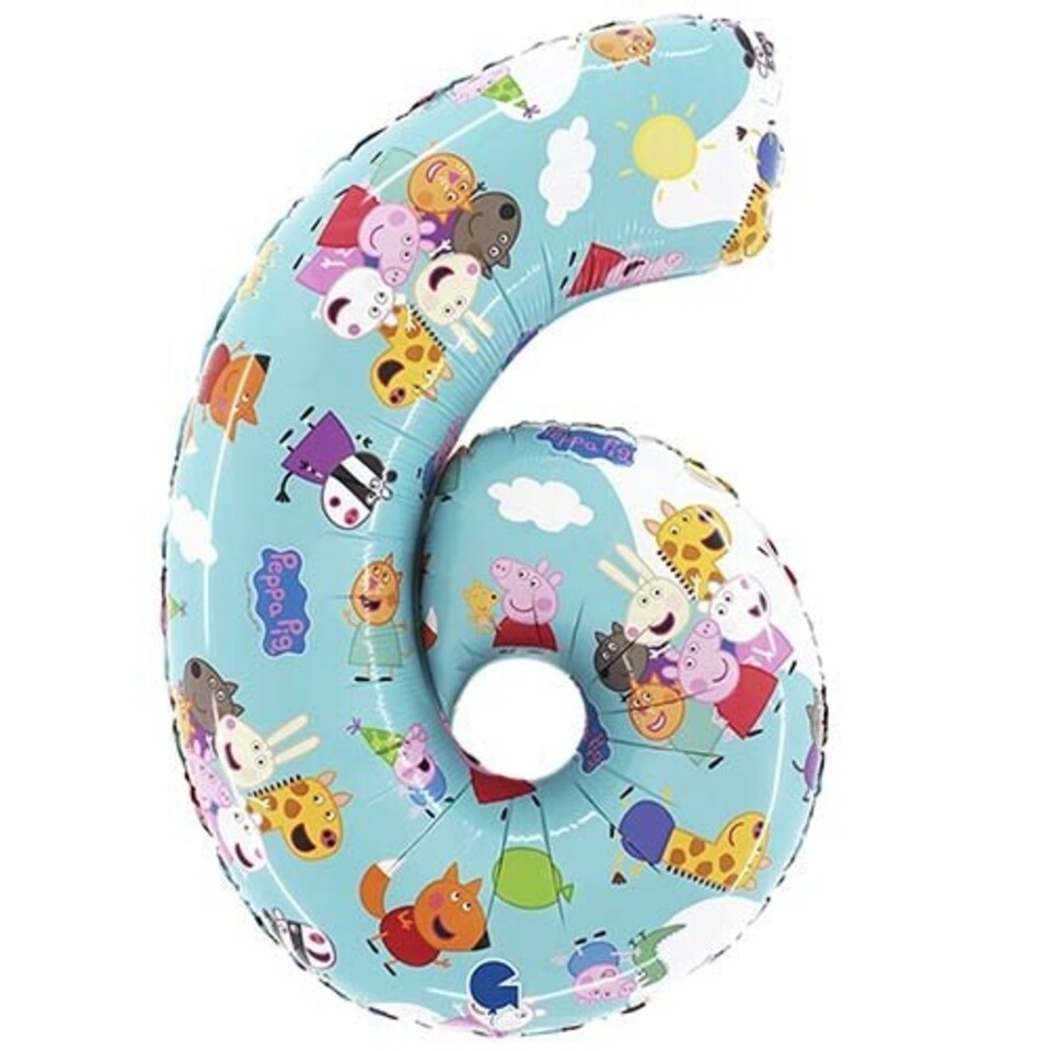 Peppa Pig Number 6 Giant Foil Helium Balloon 66cm / 26 in