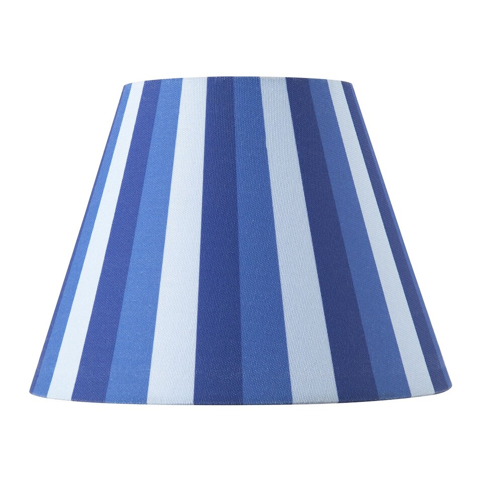 image 1 of Multi Blue Tone Striped Linen Coolie Lamp Shade with Cotton Inner