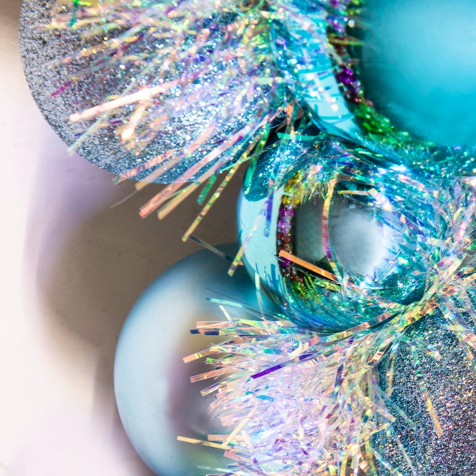 image 1 of Christmas Tree World 33cm Shatterproof Bauble Wreath - Multicolour