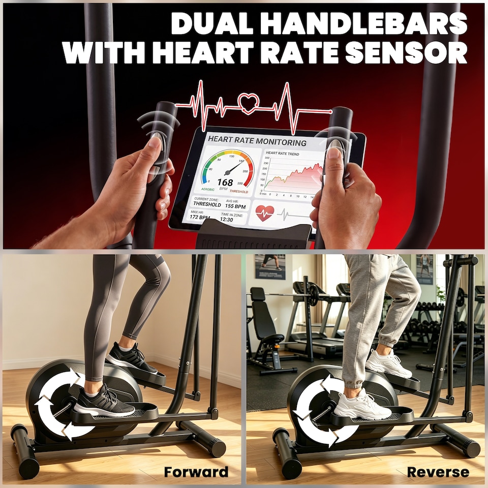 image 1 of SPORTNOW Quiet Magnetic Elliptical Cross Trainer with Bluetooth