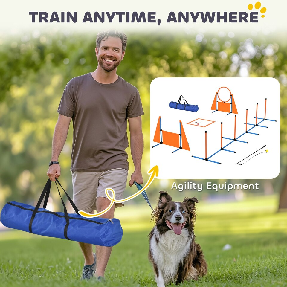 image 1 of PawHut Seven-Piece Dog Agility Equipment, Obstacle Training Course Kit