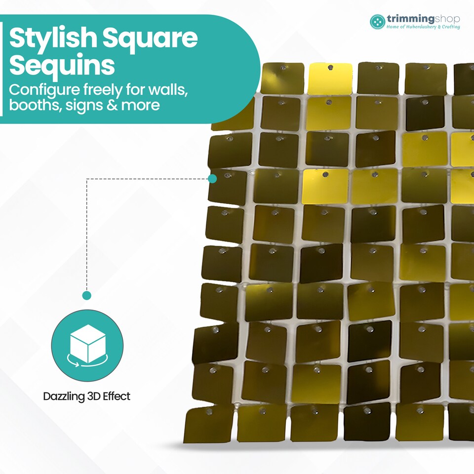 image 1 of 30cm x 30cm Shimmer Sequin Wall Panels, Reflective Square Backdrop Panel