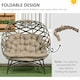 image 5 of Outsunny 2 Seater Egg Chair Outdoor with Cushion, Cup Pockets - Khaki