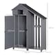 image 5 of Outsunny Wooden Garden Storage Shed with 3 Shelves, Outdoor Garden Tool Storage Cabinet with Tilt Roof, Firewood Rack Log Carrier, 129 x 51.5 x 180cm, Grey