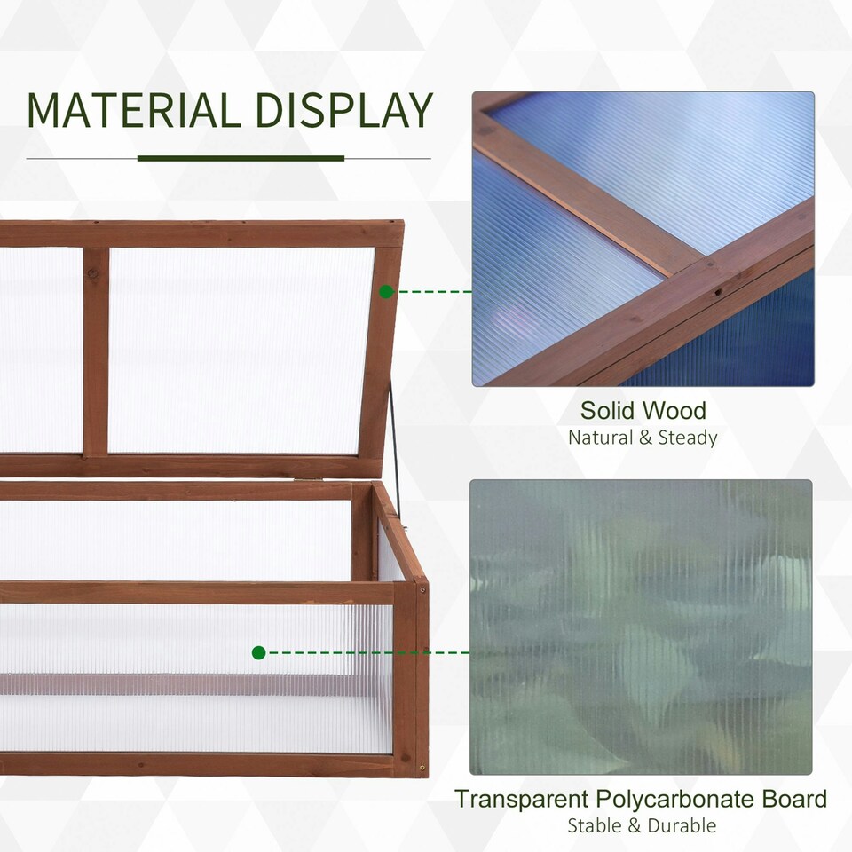 image 1 of Outsunny Square Wooden Outdoor Greenhouse for Plants PC Board 100 x 65 x 40cm