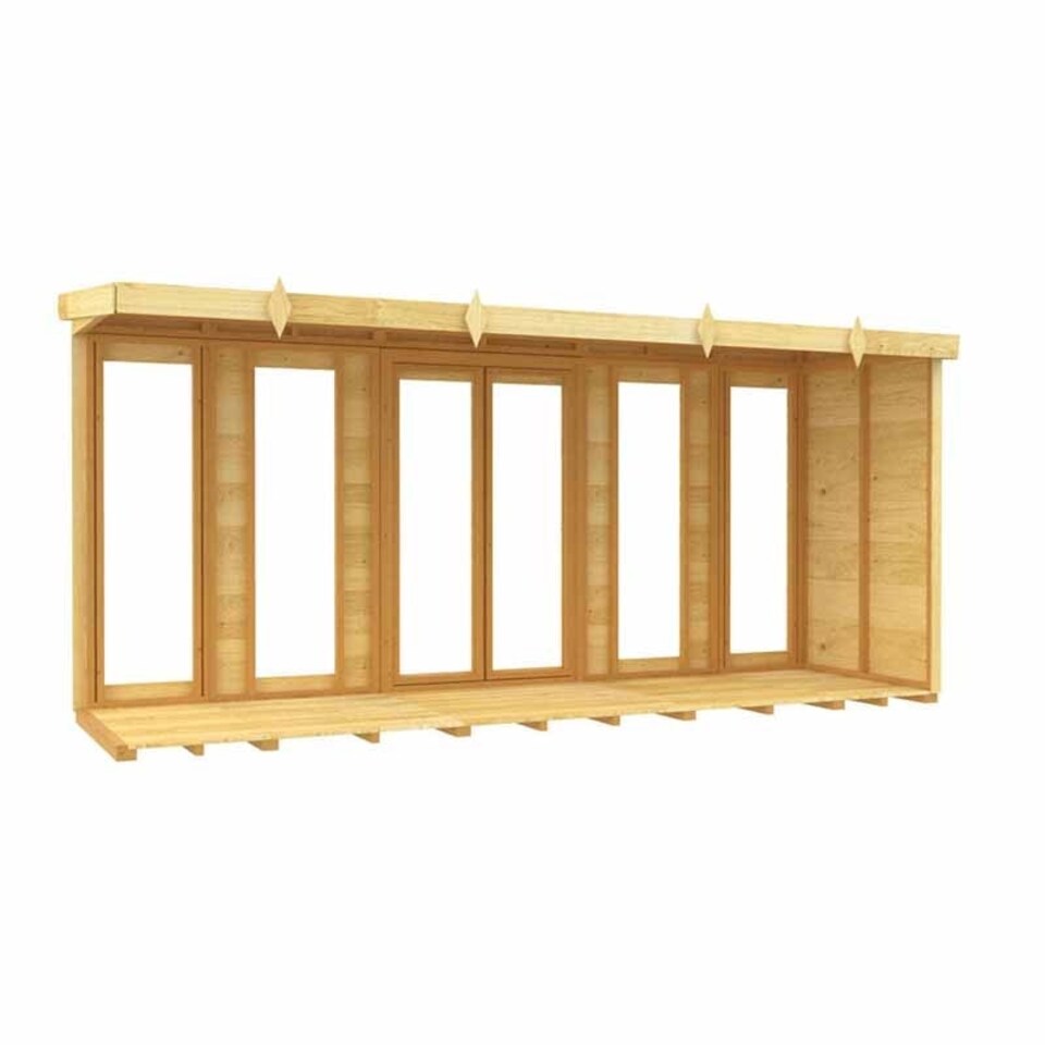 image 1 of 14ft x 4ft Pent Summer House (Full Height Window) - Wood - L118 x W417 x H201 cm | Brown