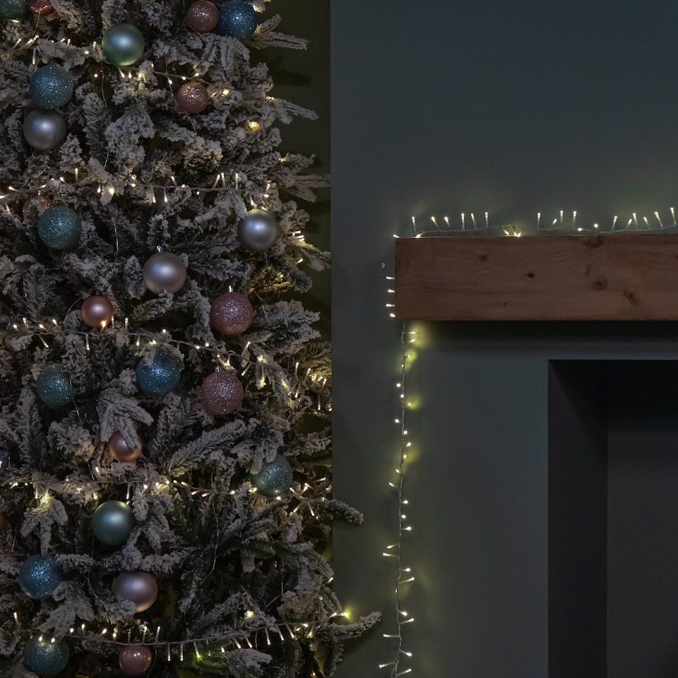 image 1 of 18.7m 750 LED TreeBrights Christmas String Lights with Timer in Warm White on Clear Cable