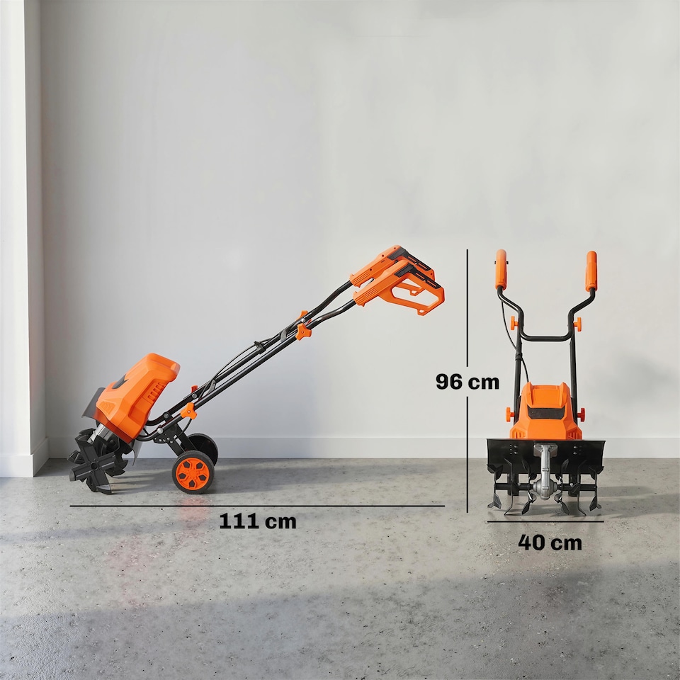image 1 of Outsunny 1500W Electric Tiller with 40cm Working Width, 20cm Tilling Depth | Orange | Orange | 111L x 40W x 96H cm