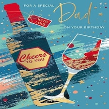 Words 'n' Wishes Special Dad Birthday Card, Wine Bottle Design, Gold Foil Finish