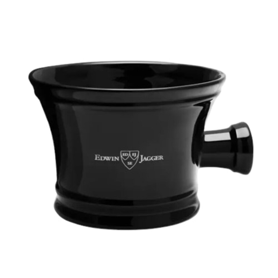 Edwin Jagger Ebony Porcelain Shaving Bowl with Handle RN46 N/A