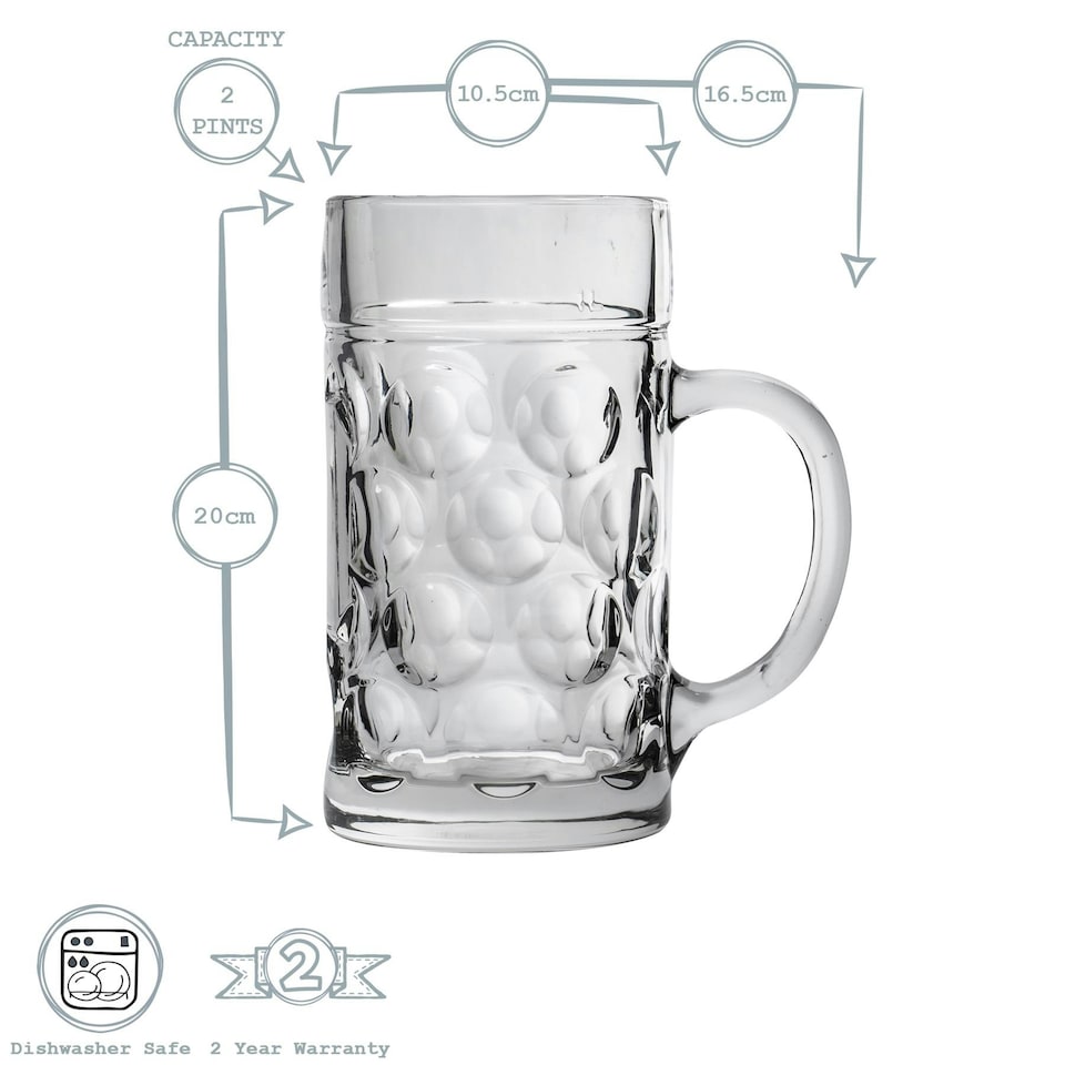 image 1 of Rink Drink Giant Glass German Beer Stein - 2 Pints Clear