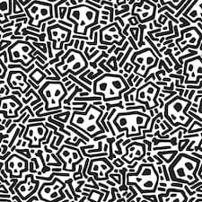 Sample of Skater Skull Wallpaper in Black and White Multi