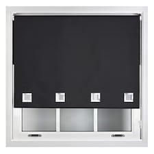 FURNISHED Blackout Roller Blinds with Large Square Eyelets Made to Measure Window Shade | Black | Black | (W) 210cm x (L) 165cm