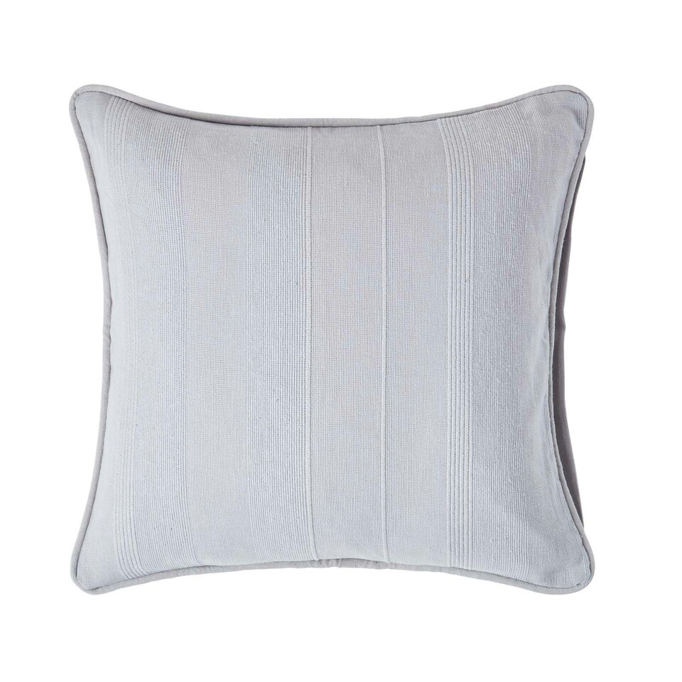 image 1 of Homescapes Cotton Rajput Ribbed Silver Grey Cushion Cover - 60 x 60 cm | Grey | 60 x 60 cm | 1