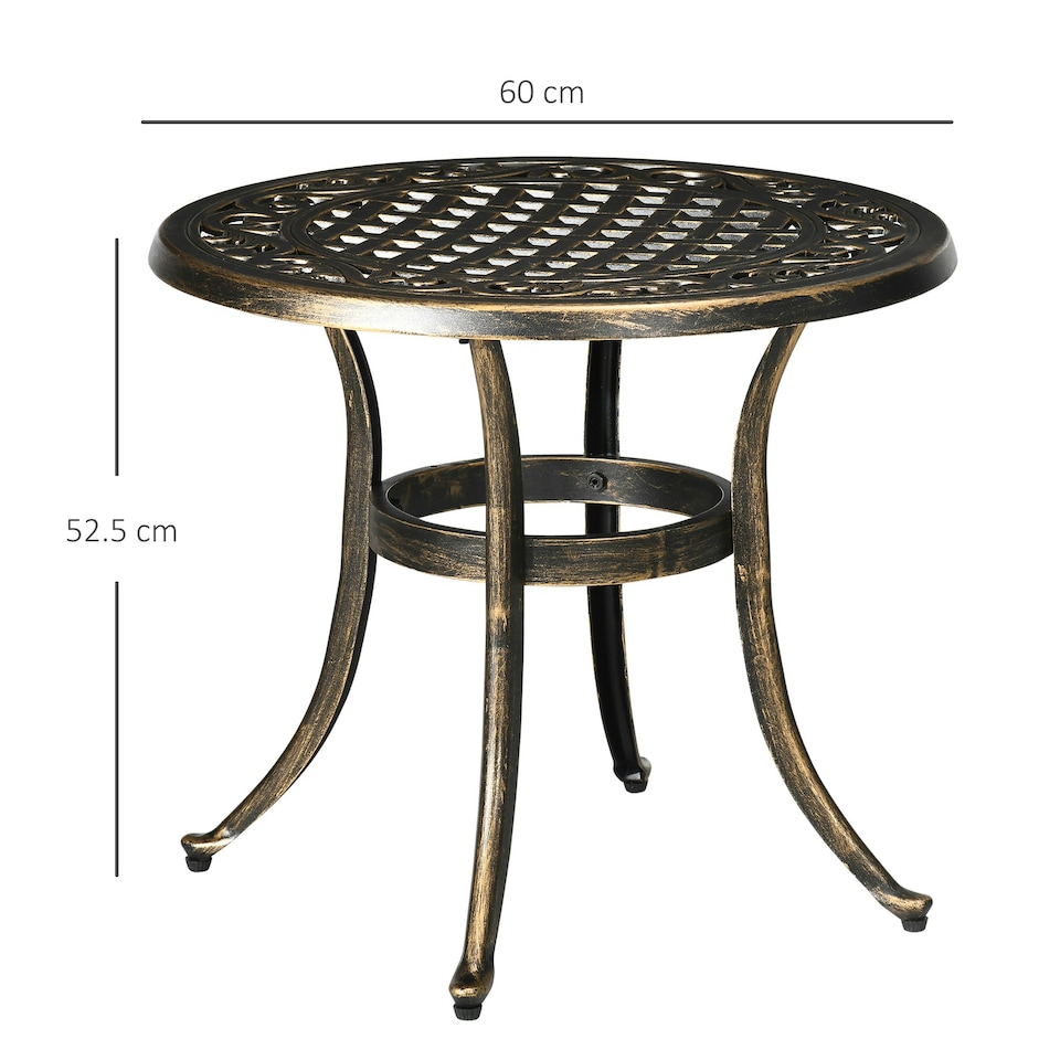 image 1 of Outsunny 60cm Round Hollow Top Design Side Table with Cast Aluminum Frame