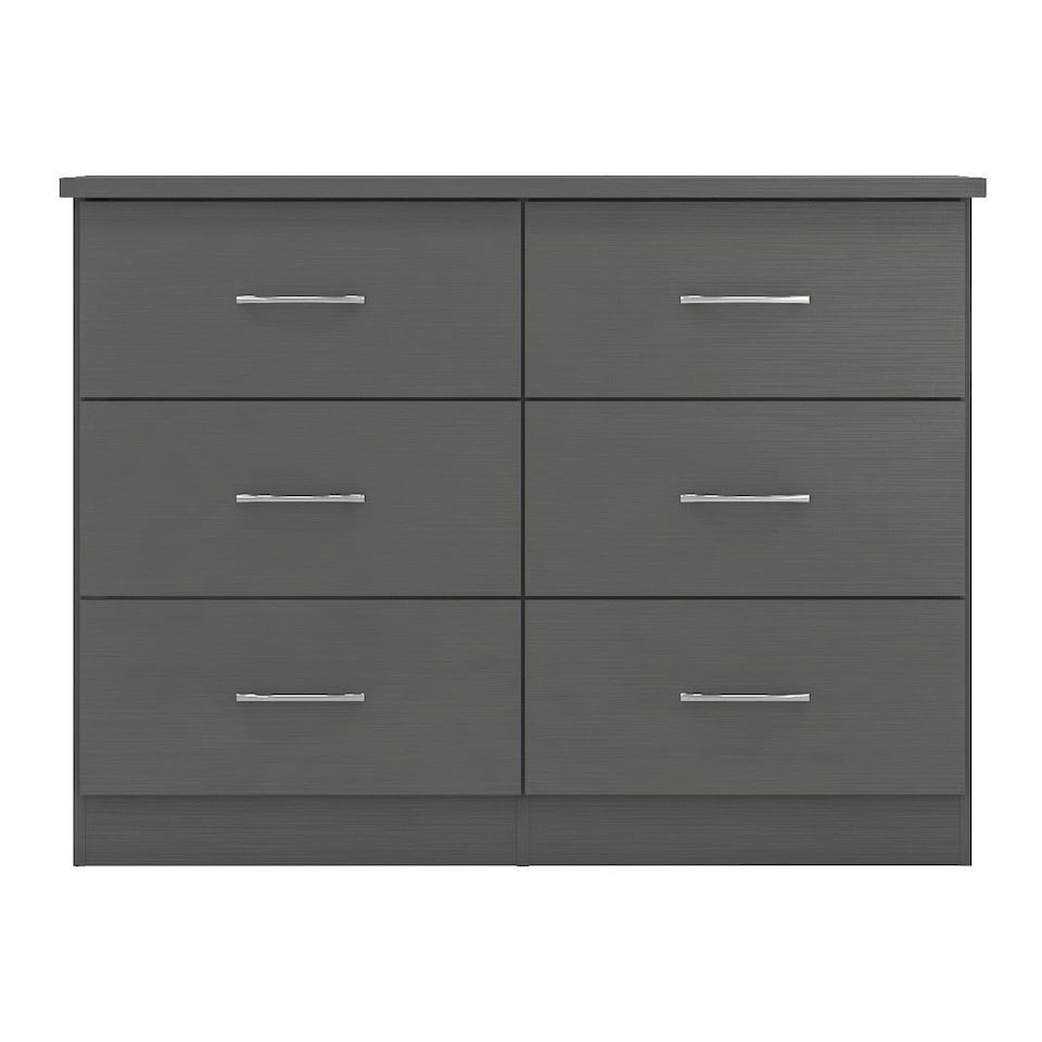 image 1 of Nevada 6 Drawer Chest Grey | 3D Effect Grey