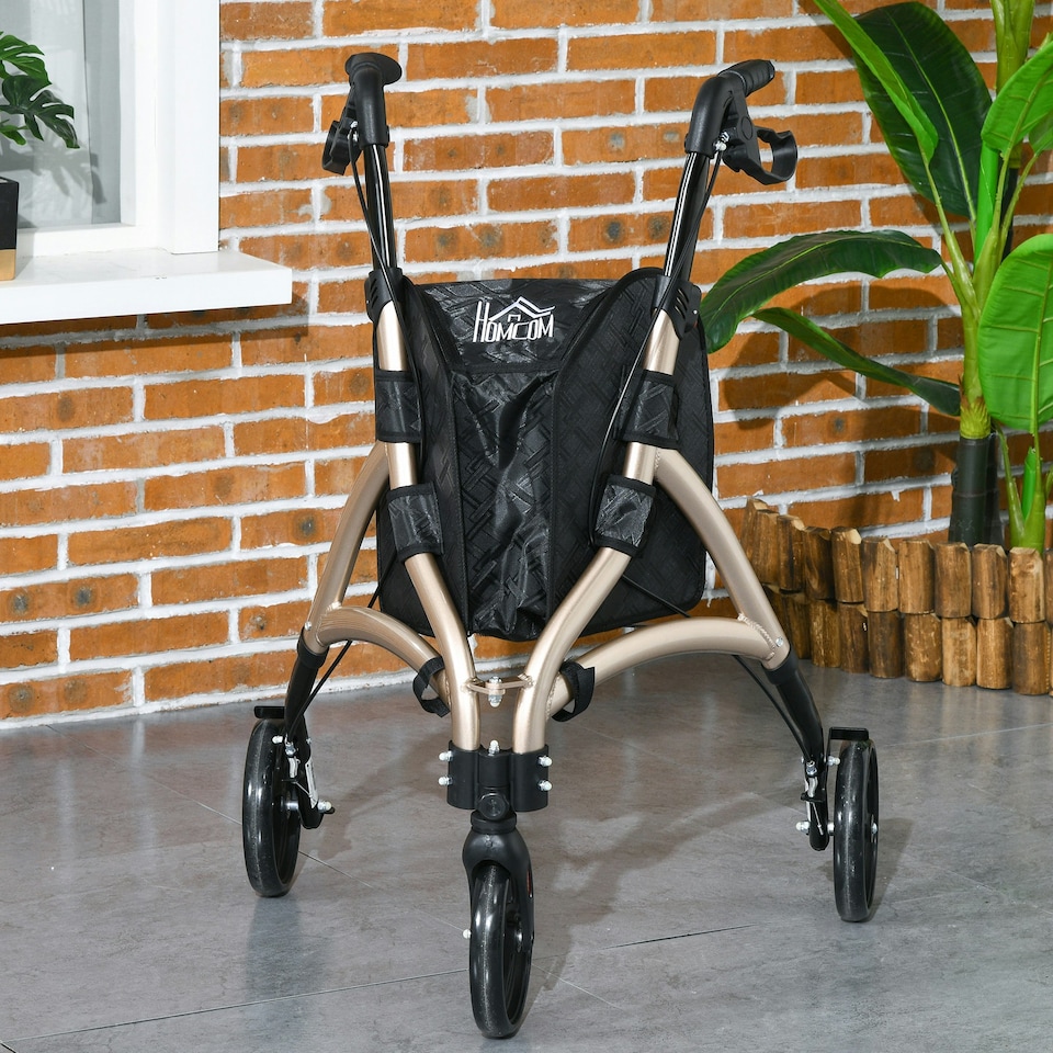 image 1 of HOMCOM Lightweight Aluminium 3-Wheel Rollator with Adjustable Handle Storage Bag