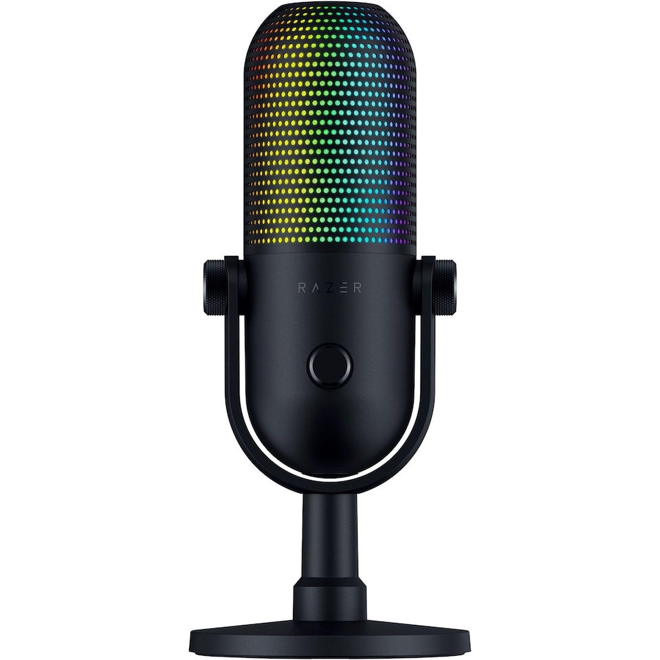 Seiren V3 Chroma - RGB USB Microphone with Tap-to-Mute (Stream and Game Reactive Lighting, Supercardioid Condenser Mic, Digital Gain Limiter and Built-in Shock Absorber) Black