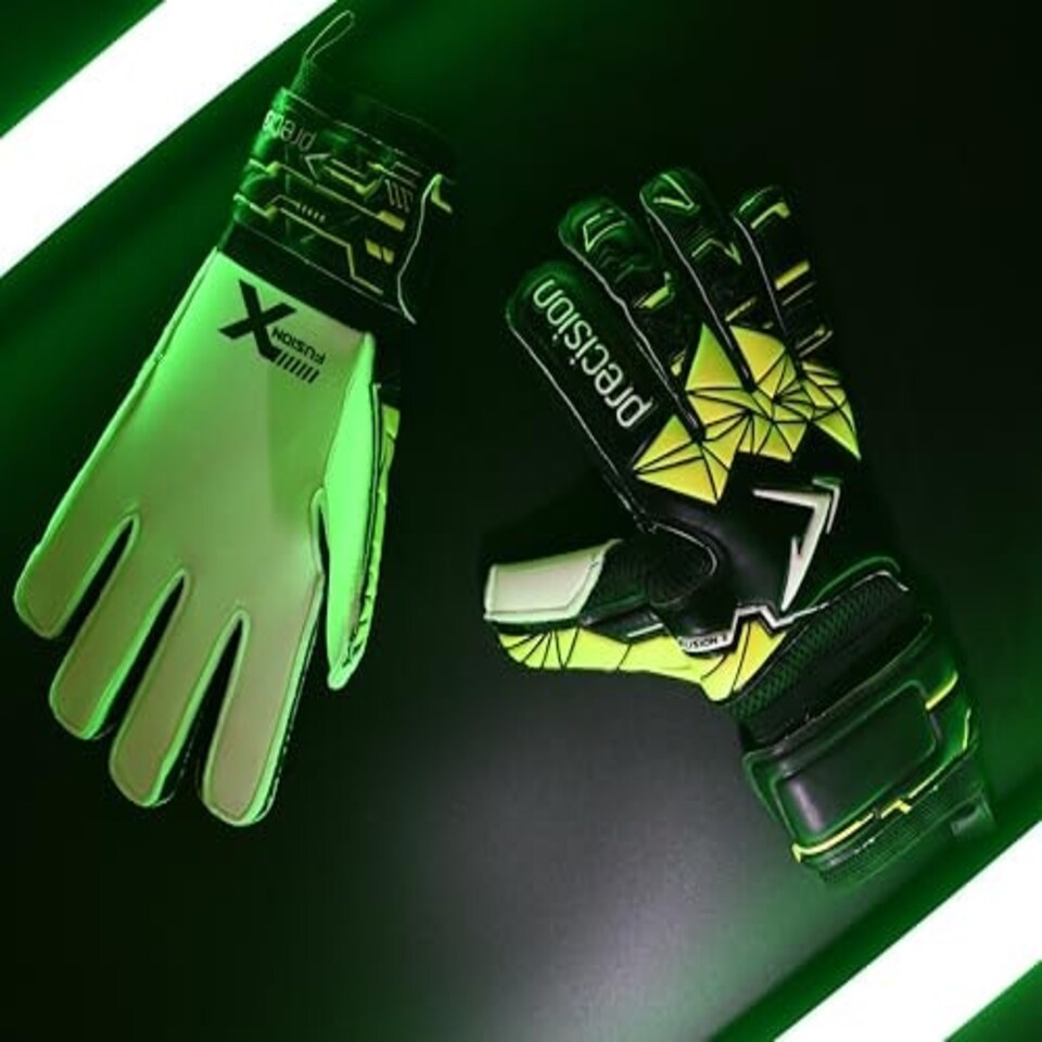 image 1 of Precision Junior Fusion X Flat Cut Finger Protect -  - 7 - Football - Soccer - PRG15707 Black