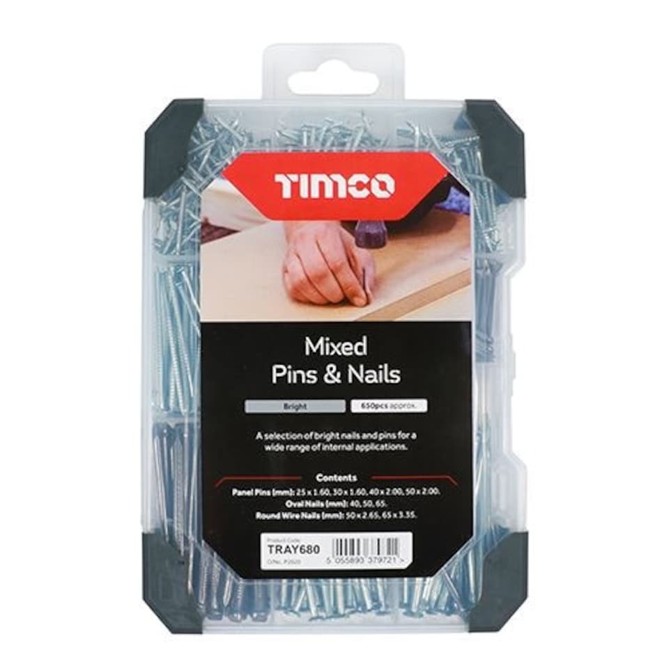 image 1 of Timco - Mixed Tray - Pins & Nails - Bright (Size 495pcs - 495 Pieces)