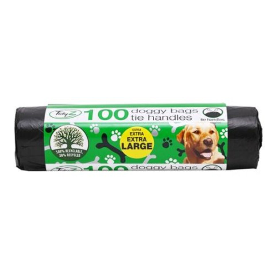 TidyZ XXL Doggy Bags with Tie Handles 100 Assorted Pack