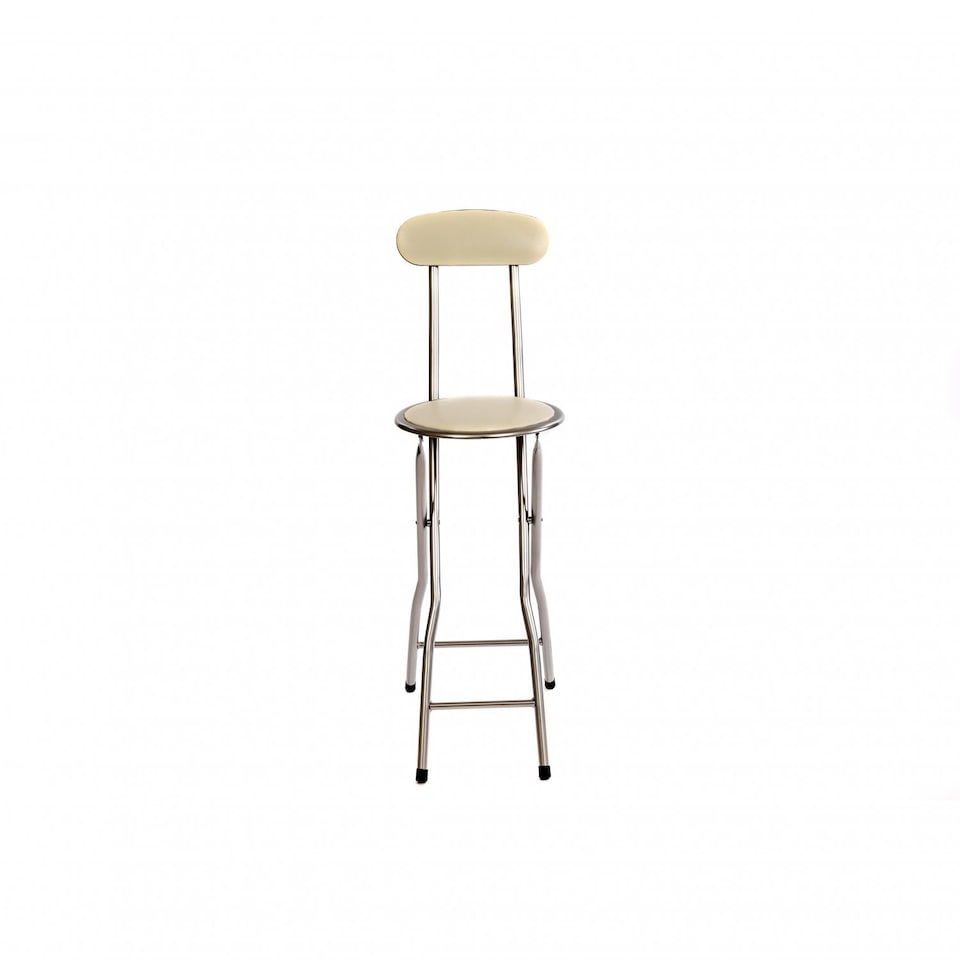 image 1 of White Padded Folding High Chair Breakfast Kitchen Bar Stool Seat | White