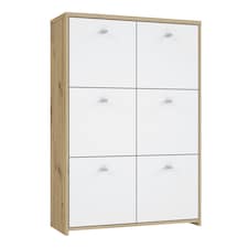 Best Chest Storage Cabinet with 6 Doors in Artisan Oak/White