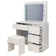 image 7 of Dressing Table with Mirror and Stool Makeup Vanity LED Bulbs Mirror Hollywood Table | White | L94 x W42 x H140 cm