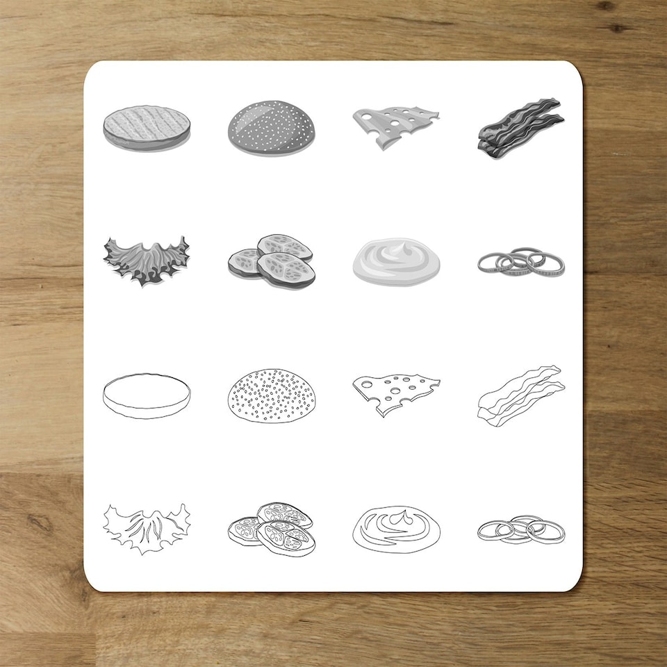 image 1 of burger and sandwich icon (Placemat & Coaster Set)