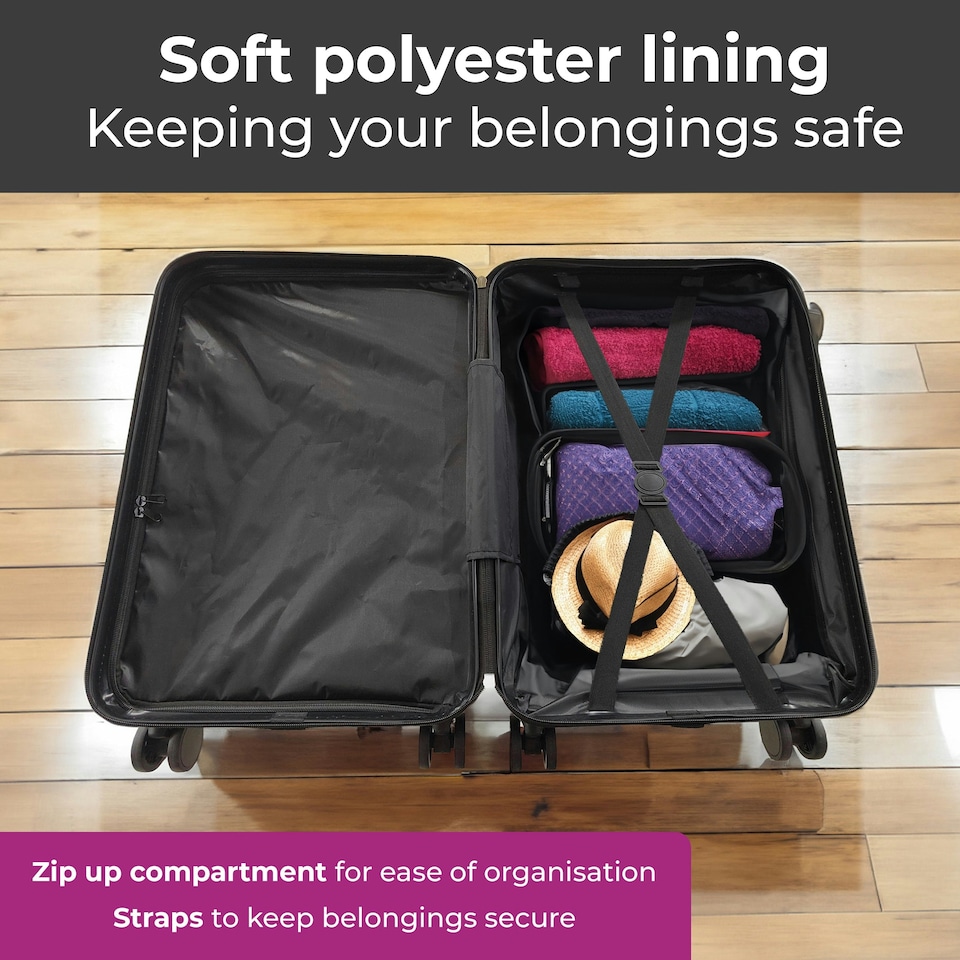 image 1 of Black 3 Piece Hard Shell Suitcase Set | Black