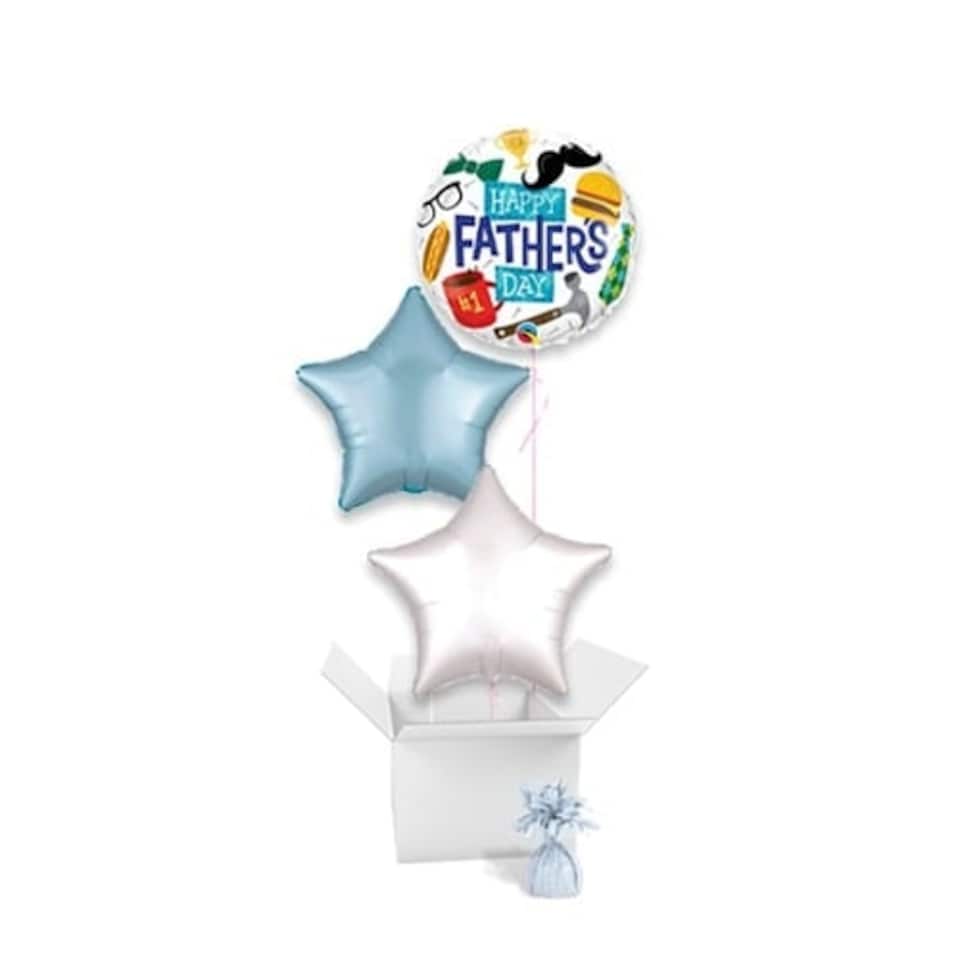 Everything Father's Day Balloon Bouquet - 3 Inflated Balloons In A Box