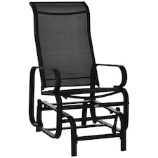 Outsunny Outdoor Gliding Rocking Chair w/ Metal Frame for Patio, Garden, Black