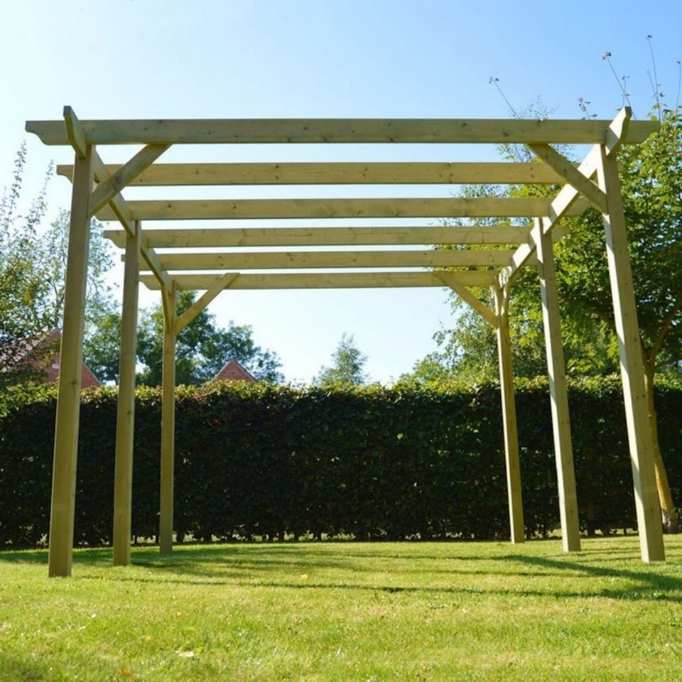 image 1 of Garden Pergola 6 Posts - Wood - L240 x W780 x H270 cm - Light Green