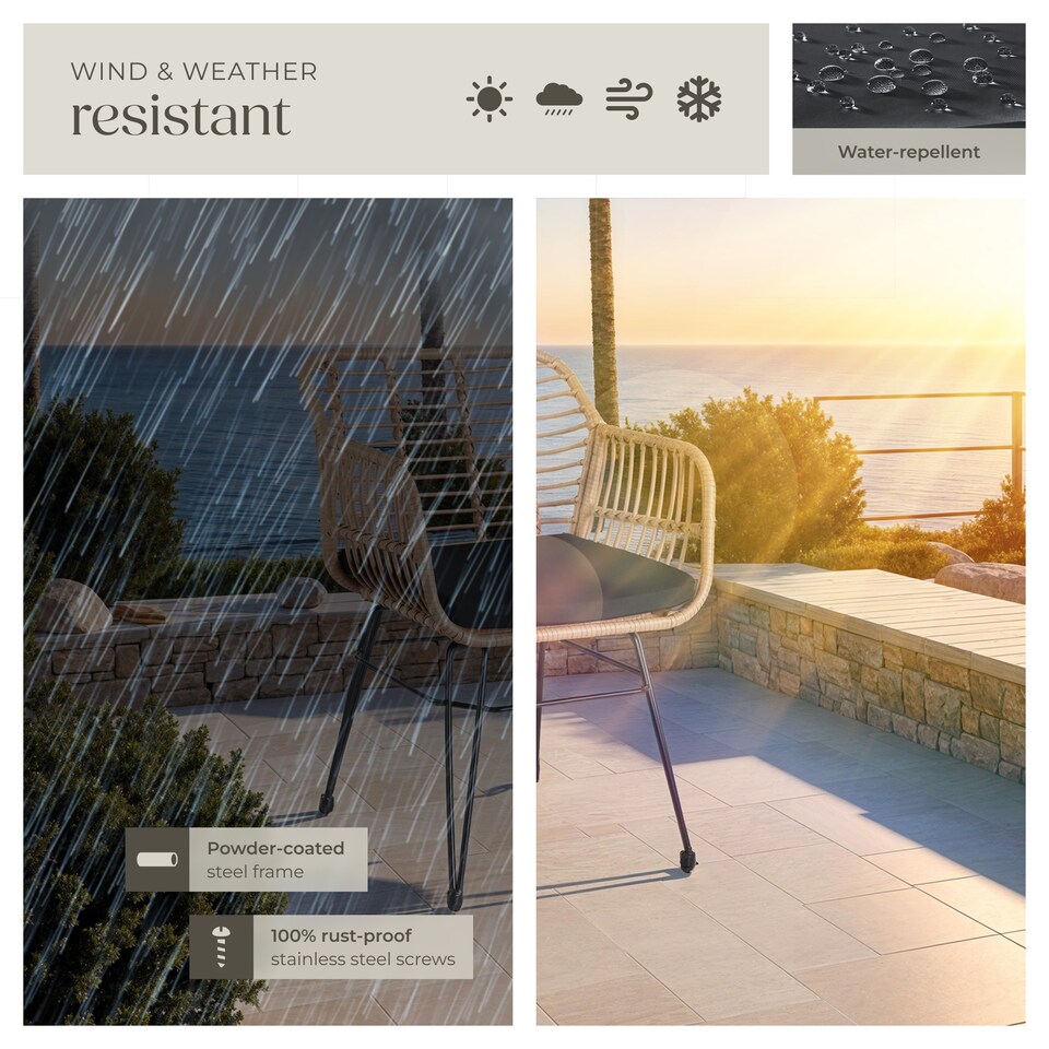 image 1 of Garden Table and Chairs Molfetta - 2 person bistro set, weather and UV-resistant | Cream | nature | 64,50 x 58 x 86,50 cm | 1