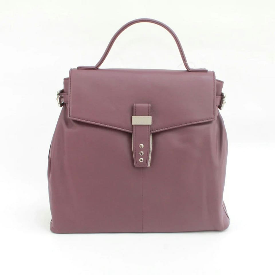 image 1 of Eastern Counties Leather Katrina Leather Buckle Detail Handbag - Grape/Ivory - One Size | Green