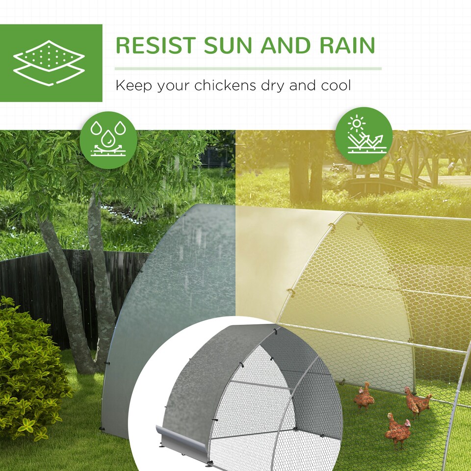 image 1 of PawHut Walk-In Chicken Run w/ Cover, for 8-12 Chickens, 3 x 3.8 x 2.2m