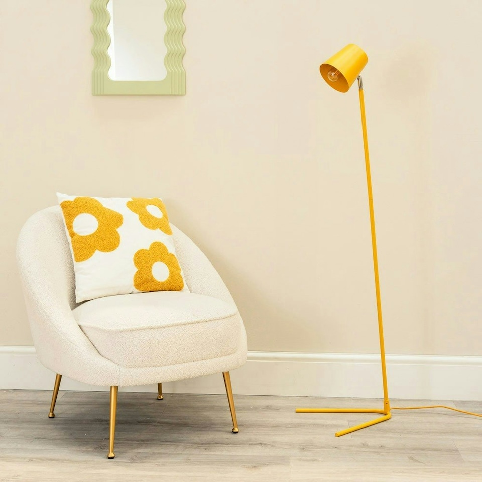 image 1 of ValueLights Lark Mustard Yellow Metal Task Slimline Floor Lamp