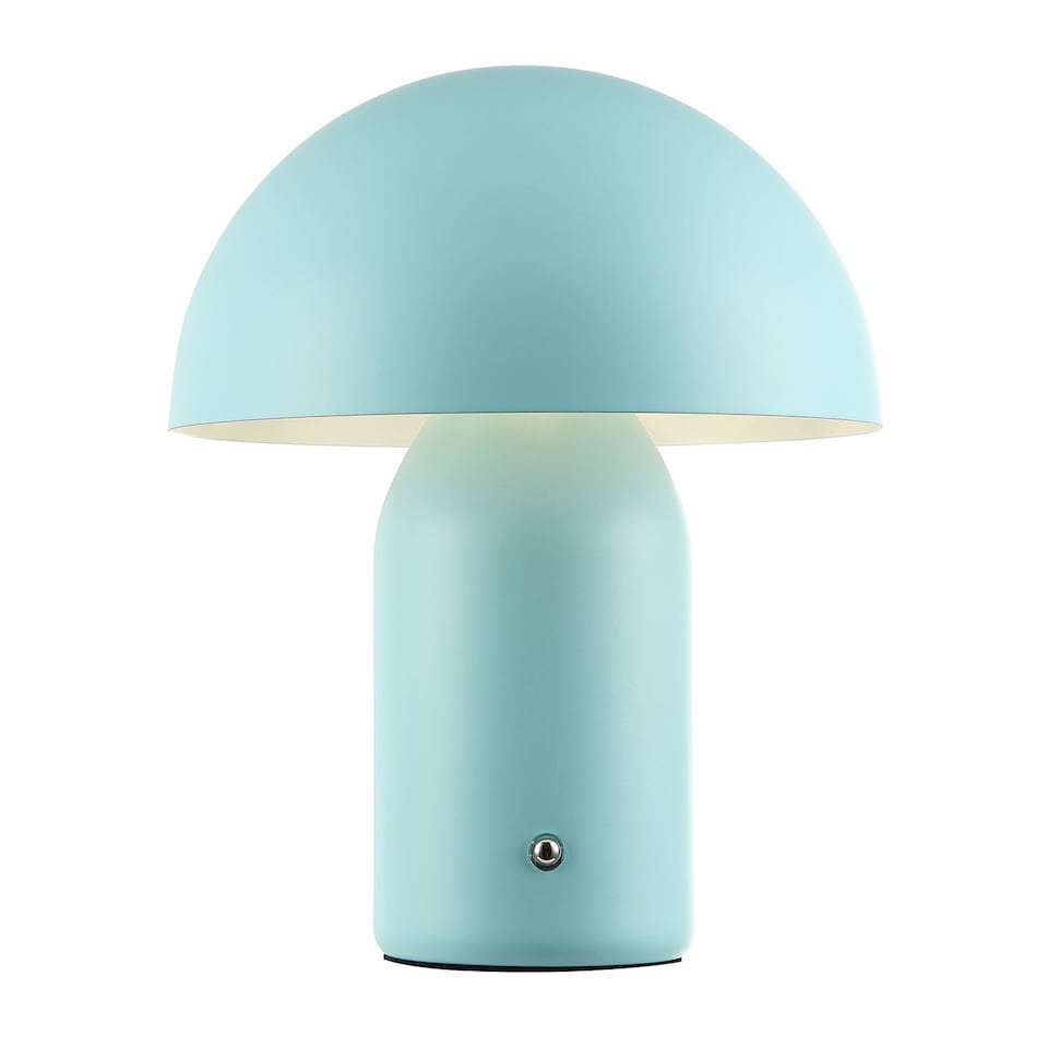 image 1 of Modern Rechargeable Mushroom Table Lamp in Mat Duck Egg with Touch Dimmer Button | Blue | Duck Egg | 1