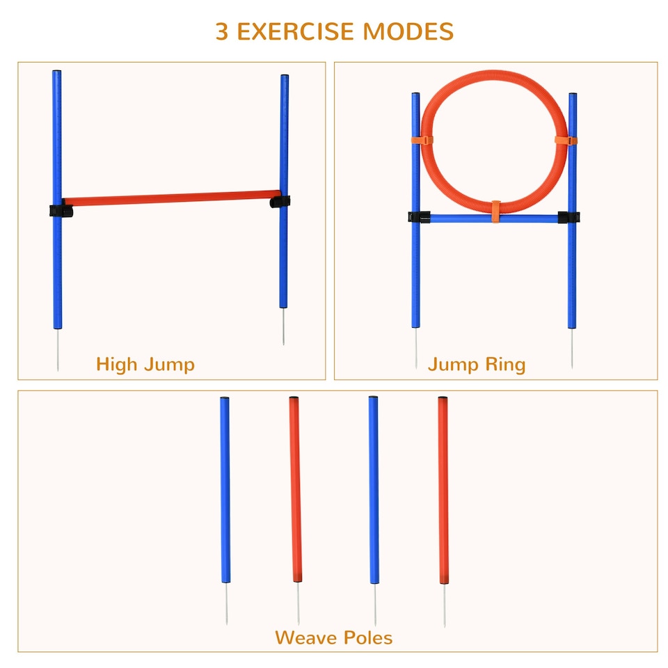 image 1 of PawHut Pet Agility Set Training Dogs Outward Outdoor Play Hurdle Jump Hoop Pole