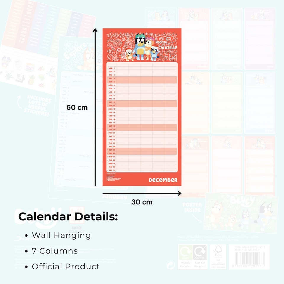 image 1 of BLUEY 2027 FAMILY ORGANISER CALENDAR