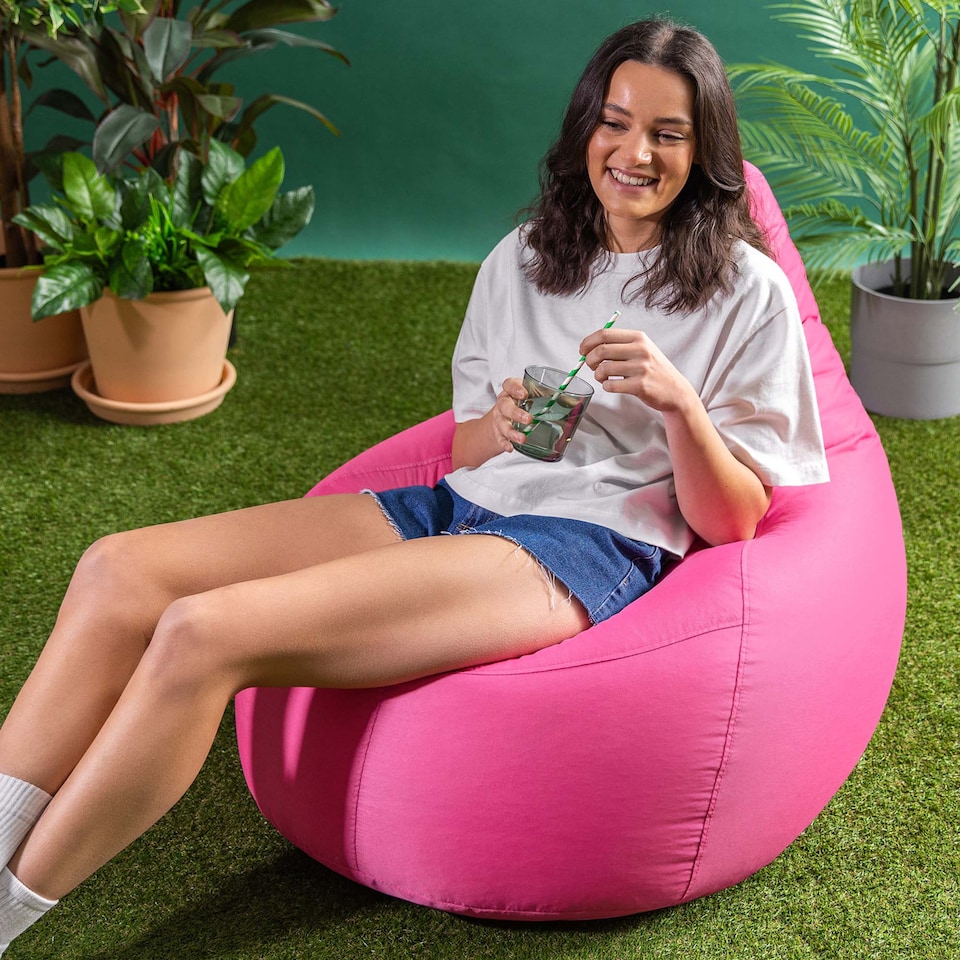 image 1 of Icon Dalton High Back Adult Gaming Indoor Outdoor Bean Bag Chair, Pink