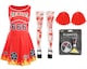 image 1 of Devil Cheerleader Costume - Facepaint, Bloody Tights, and Pom Poms | Red | XL
