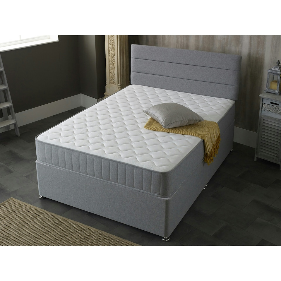 image 1 of Castle Essential Sprung Mattress - 8-Inch Deep, Soft Feel Grey | Small Double