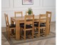 image 4 of Kuba 150 x 85 cm Chunky Medium Oak Dining Table and 6 Lincoln Chairs | Brown | Brown