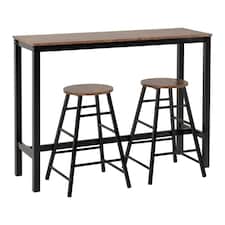 Athens Breakfast Bar Set - Acacia Effect/Black Black
