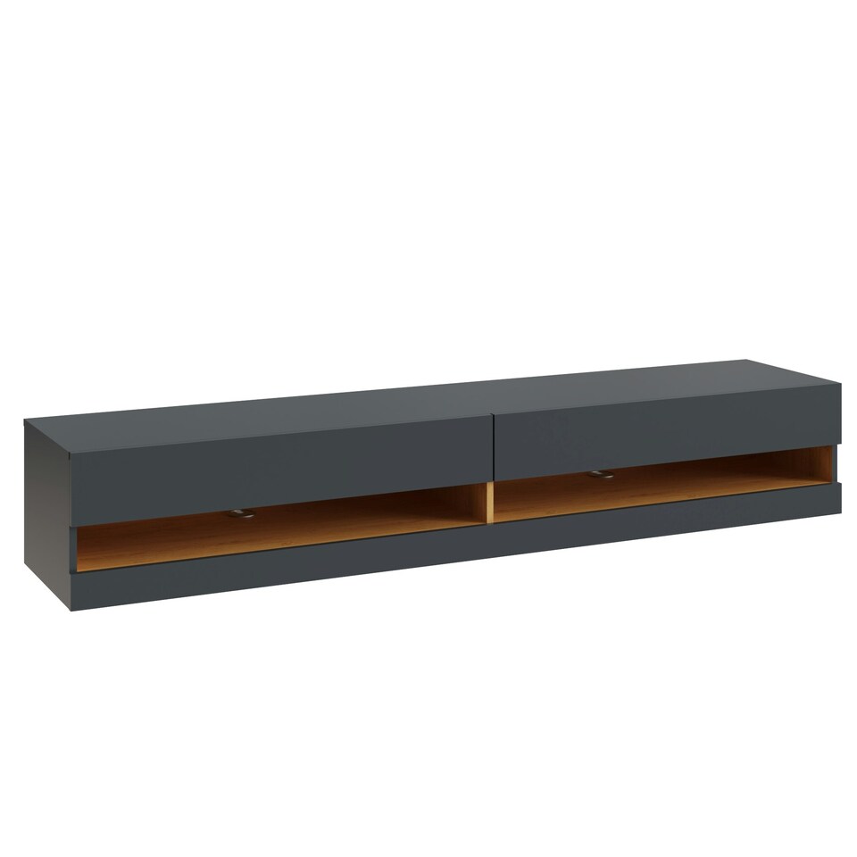 image 1 of GFW Leon 180cm Wall TV Unit with LED - Anthracite