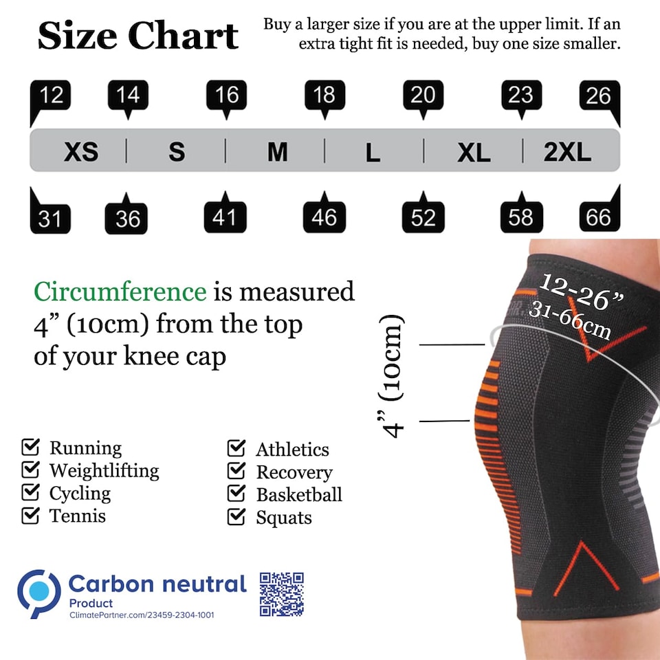 image 1 of aZengear Knee Support Brace (Pair) - Compression Knee Sleeve for Joint Pain, Ligament Injury, Meniscus Tear, Arthritis (L)