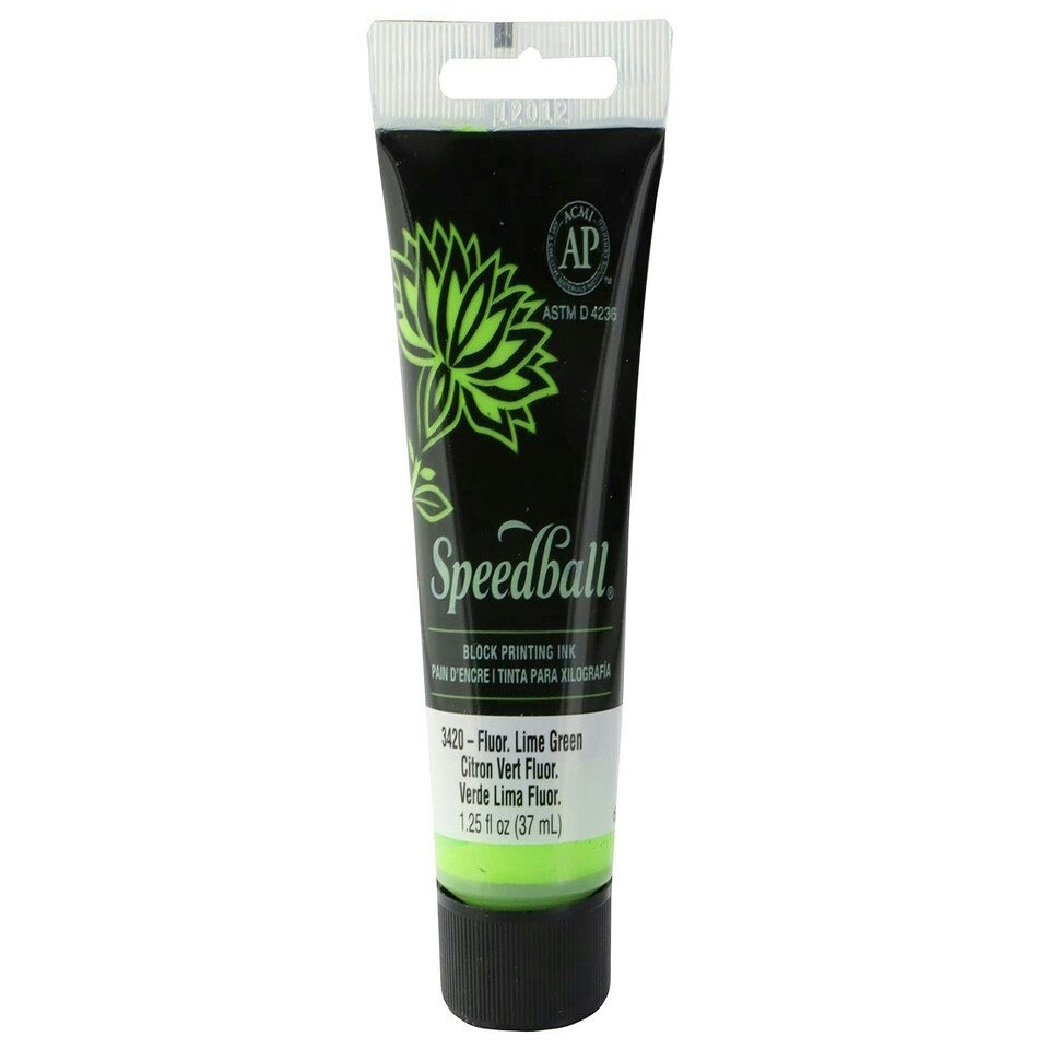 37cc (1.25oz.) Water-Soluble Block Ink Fluorescent Lime Green Green