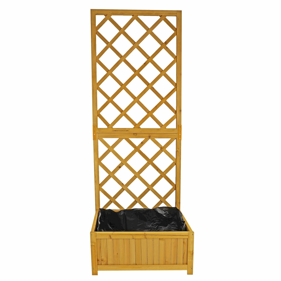 image 1 of Wooden Garden Planter Lattice Large Patio Climbing Plant Box Raise Bed Flowerpot