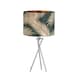 image 2 of Set of 2 Tropica - Chrome Tripod Lamps with Dark Green and Gold Shades | Chrome | Polished chrome plate and dark green fabric and gold embossed foil | 2